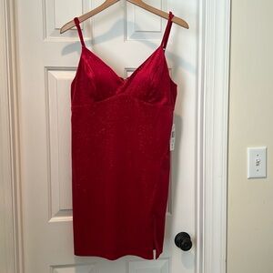 Red velvet sparkle, mini dress